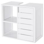 Móvel para Lavatório Pousar Suspenso com 2 Prateleiras Abertas e Armário com Prateleira Ajustável 60x30x54 cm Branco