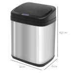 Balde de Lixo Automático 20L com Sensor Infravermelho Abertura Automática Cubo Amovível 33x25x42,5 cm Prata e Preto