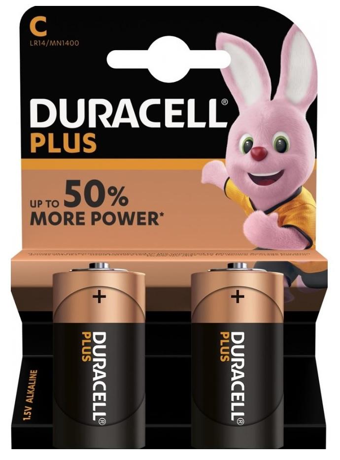 Blister 2 Pilhas Alcalinas 1,5V C / LR14 - Duracell PLUS