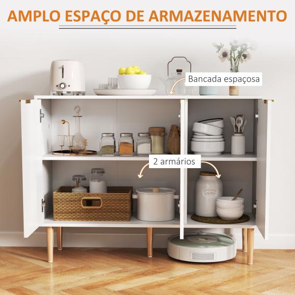 Aparador de Sala de Estar com Prateleira Ajustável Móvel para TV para Quarto Sala de Estar 107x35x80 cm Branco