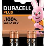 Blister 4 Pilhas Alcalinas 1,5V LR03 AAA - Duracell PLUS