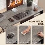 Mesa Gaming 120x50 cm Secretária Gaming Industrial com Compartimento e 2 Gavetas para Escritório Estúdio Cinzento Claro