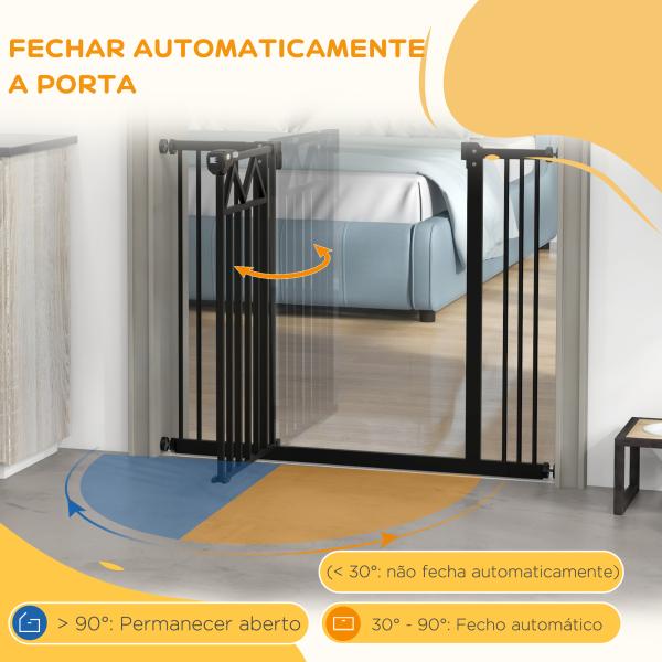 Barreira de Segurança Extensível para Animais de Estimação com Fecho Automático e Sistema de Duplo Bloqueio 74 - 100x76 cm Preto