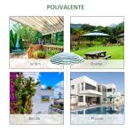 Chapéu de Sol de Praia Ø180cm com Teto Inclinável e Mastro de Metal Proteção Solar para Jardim Terraço Exterior Listras Verdes e Branco