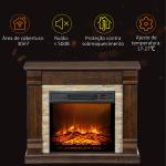 Lareira Elétrica 1800W com Efeito de Chama Realista e Proteção Contra Superaquecimento 80x21,6x67,8 cm Marrom