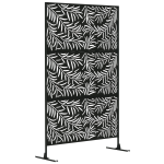 Biombo de 3 Peças Separador de Ambiente com Desenho em Ramos Biombo para Exterior 122x45x198 cm Preto