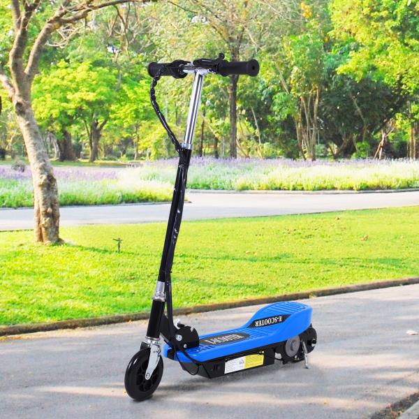 Trotinete Elétrica Dobrável para Crianças e Adolescentes acima de 7 Anos Velocidade de 10km/h Trotinete Elétrica com Guiador Ajustável e Freios Carga Máxima 50kg 78x37x89 - 95cm Azul