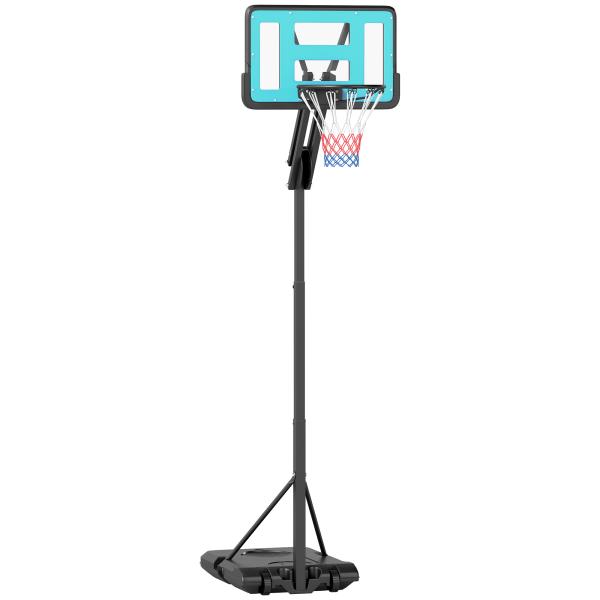 Tabela de Basquetebol Ajustável de 146 - 236 cm Portátil com Rodas e Base Preenchível com Água ou Areia 71x45x146 - 236 cm Preto