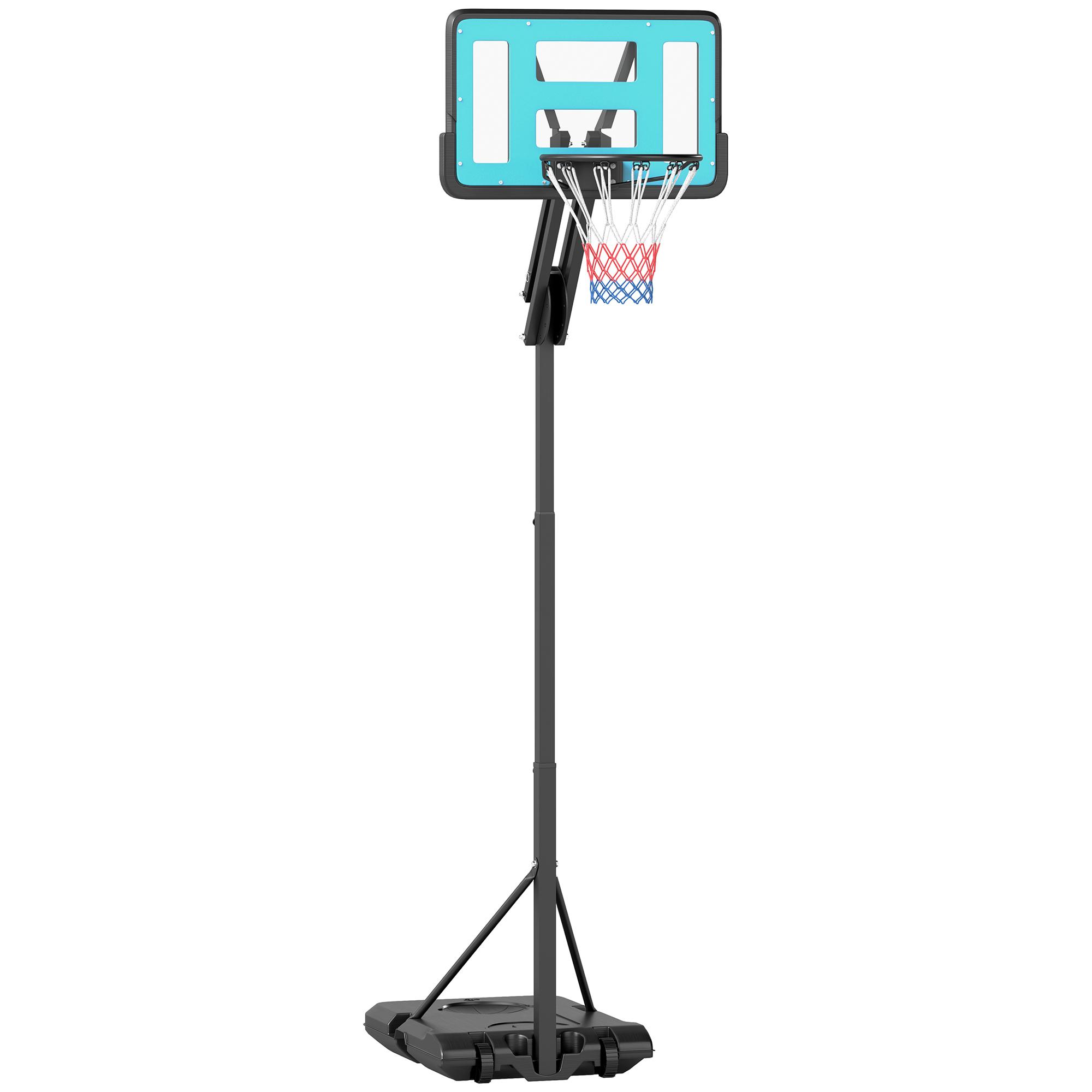 Tabela de Basquetebol Ajustável de 146 - 236 cm Portátil com Rodas e Base Preenchível com Água ou Areia 71x45x146 - 236 cm Preto