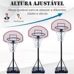 Tabela de basquetebol dobrável e ajustável em altura 150 - 210 cm branco preto e vermelho
