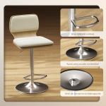 Conjunto de 2 Bancos de Bar Giratórios com Altura Ajustável Estofados em Tecido Tipo Linho com Base em Aço 41x47,5x81 - 102 cm Bege