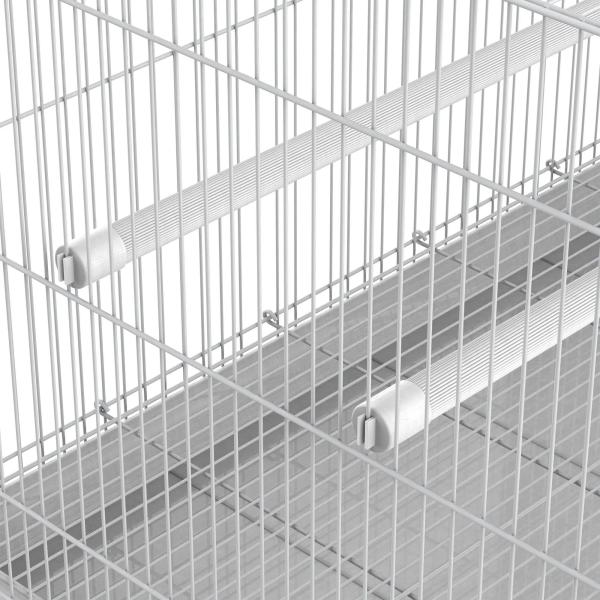 Gaiola para pássaros 60x41x41cm Aviário com 2 poleiros e 3 portas para pássaros pequenos Canários Papagaios de metal branco