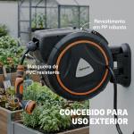 Carretel de Mangueira para Jardim 28+2 m com 12 Modos de Pulverização Bloqueio Automático e Retracção Controlada Suporte Orientável 180° Laranja