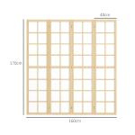 Biombo Dobrável de 4 Painéis Separador de Ambientes de Interior para Sala de Estar Dormitório e Escritório 160x170 cm Madeira e Branco