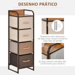 Cómoda de Tecido com 4 Cestos Removíveis e Dobráveis Base Elevada Móvel de Armazenamento para Dormitório Sala de Estar 31x29x99cm Multicor