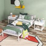 Estrutura de Cama de Madeira Estrado de Cama de Solteiro para Colchão 190x90 cm Carga 120 kg 198x96x70 cm Branco