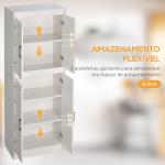 Armário de Cozinha Móvel Auxiliar de Cozinha com 4 Portas e 5 Prateleiras Estilo Moderno Anti - Tombo 60x36x168cm Branco