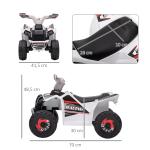 Quadriciclo Elétrico para Crianças Veículo Elétrico a Bateria de 6V com Velocidade de 2,5 km/h 70x41,5x48,5 cm Branco
