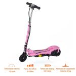 Trotinete Elétrico Dobrável para Crianças de 7 - 14 anos Suporta até 50kg com Altura Ajustável 75x36x82 - 93cm Rosa