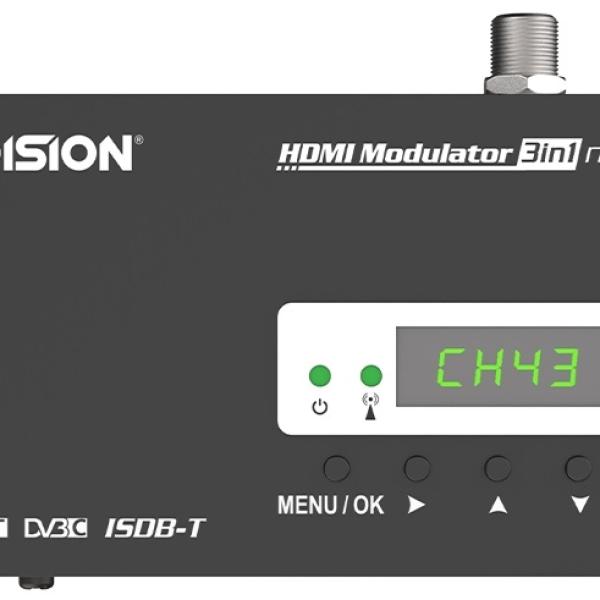 Mini Modulador Digital HDMI FULL HD 1080p c/ Display para DVB - T/DVB - C - EDISION