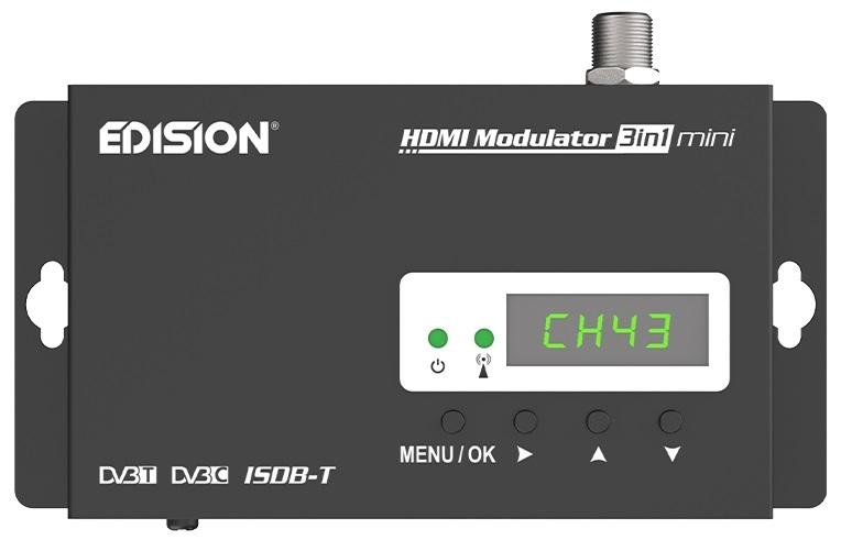 Mini Modulador Digital HDMI FULL HD 1080p c/ Display para DVB - T/DVB - C - EDISION