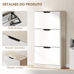 Sapateira de Madeira com 3 Compartimentos Abatíveis com Capacidade para 12 Pares 62,5x26x117,5 cm Branco e Madeira