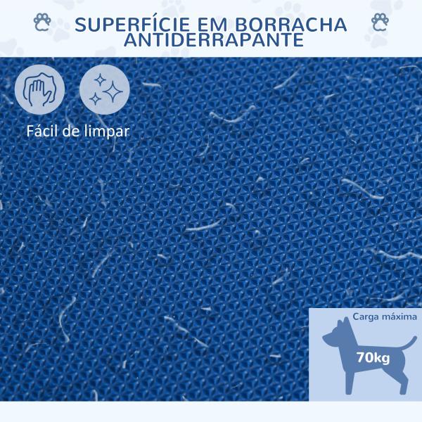 Mesa de Tosquia para Cães com Bancada Antiderrapante Alça e Braço com Altura Ajustável 72x45x74 - 81 cm Azul