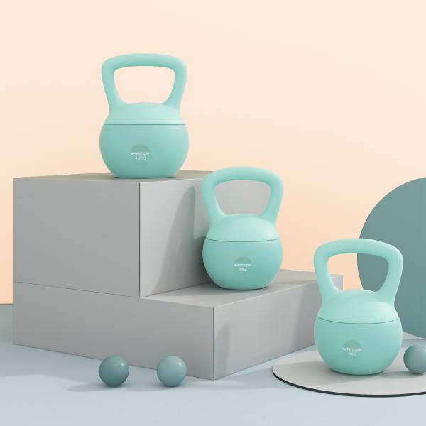 Kettlebell de 6 kg Pesa Russa Preenchida de Areia Metálica e Alça Antiderrapante para Treino em Casa Ginásio 19x19x28 cm Verde