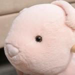 Baloiço Infantil com Forma de Coelho de Pelúcia Baloiço para Bebés 18 - 36 Meses com Som Cinto de Segurança Guidão e Apoio para os Pés 60x33x50cm Rosa