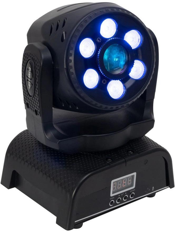 Moving Head 6x 10W LEDs RGBW + 1x 60W LED Branco - FONESTAR