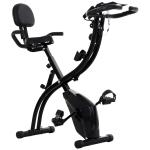 Bicicleta ergométrica dobrável ajustável em altura e resistência com tela LCD e assento com encosto 51x97x115 cm Preto