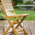 Conjunto de Jardim de 3 Peças em Madeira com 2 Cadeiras Dobráveis e Mesa Redonda para Varanda e Terraço Natural
