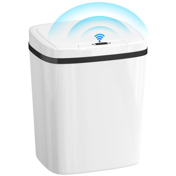 Balde de Lixo Automático 15L com Sensor Infravermelhos e Modo Manual Anel de Retenção Antimarcas 27,6x21,4x33,5 cm Branco
