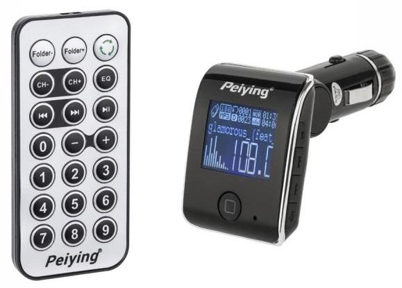 Transmissor Auto FM LCD 1,4 RDS c/ MP3 - SD - USB e Comando - Peiying