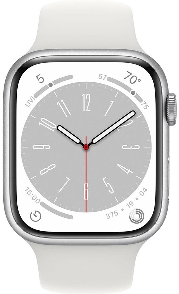 Apple Watch Series 8 GPS+Cellular 45mm Alumínio Prateado c/ Bracelete Desportiva (Branco)
