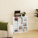 Estante de 3 Níveis Estante para Livros com 8 Compartimentos Desenho Vertical ou Horizontal 74,3x24x80 cm Branco