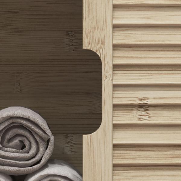 Móvel para Lavatório Pousar em Bambu com Portas Deslizantes de Ripas Compartimento Aberto 60x30x60 cm Madeira