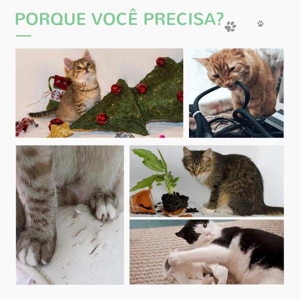 Poste Arranhador para Gatos em Forma de Cactus Pequena Árvore Arranhadora para Gatos com Poste de Sisal e Pelúcia Bola Suspensa e Base com Brinquedo de Madeira 32x32x60cm Verde