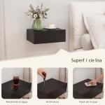 Conjunto de 2 Mesas de Cabeceira Flutuantes com 1 Gaveta para Quarto 40x30x15 cm Preto