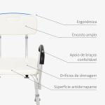 Cadeira para Duche Antiderrapante com Altura Ajustável 47x50x87 cm Branco