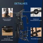 Máquina Multi Estação de Musculação com Placas de Peso de 45kg Carga Máxima 120kg para Treinamento Fitness 150x110x210cm Preto