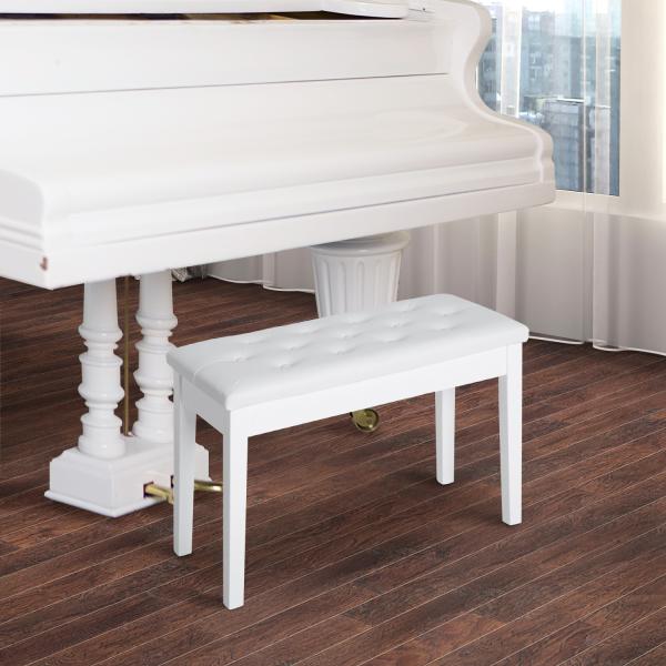 Banco de Piano Banco para Piano com Espaço de Armazenamento Assento de Couro Sintético Acolchoado 76x36x50 cm Branco