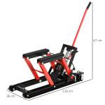 Elevador hidráulico de aço para motocicleta Suporte 680 kg 110x36x67 cm Preto e Vermelho