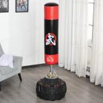 Saco de Boxe em Pé Saco de Boxe para Adultos com Grande Base Preenchível de Areia e Água Ø60x180 cm Preto e Vermelho