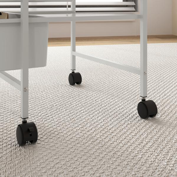 Carrinho Auxiliar com Rodas Carrinho de Cozinha de 3 Níveis com 3 Cestos e Estrutura de Aço 40,8x33,5x60,5 cm Branco