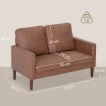 Sofá de 2 Lugares Estofado em Microfibra Sofá Moderno com Pés de Madeira Apoio de Braços 130x78x85 cm Castanho