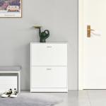 Sapateira de Madeira com 2 Compartimentos para Entrada Corredor Dormitório Sala de Estar 60x24x80 cm Branco