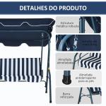 Baloiço de Jardim de 2 - 3 Lugares com Almofada Toldo Ajustável Terraço Patio Capacidade 240kg 170x110x153cm Azul e Branco