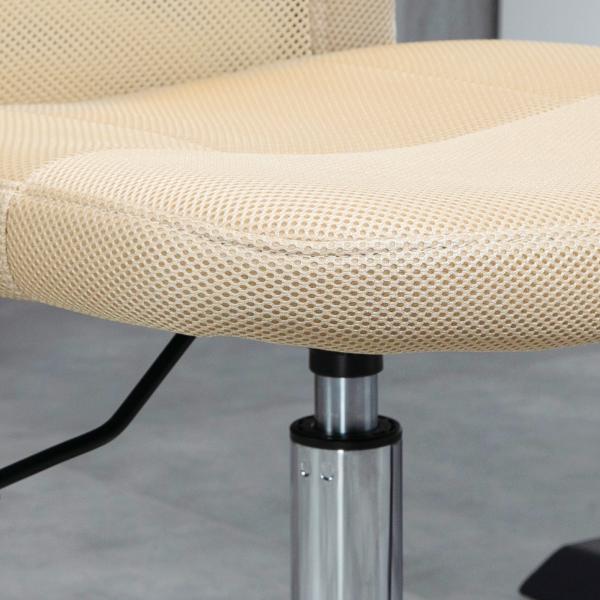 Cadeira de Escritório de Malha Cadeira de Escritório Giratória sem Apoio para os Braços com Altura Ajustável Carga Máxima 100 kg para Escritório Dormitório 43x56x90 - 100 cm Bege