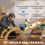 Triângulo de Escalada de Madeira 5 em 1 Escada para Crianças de 18 - 48 Meses com Rampa e Arco de Escalada 178x64,5x63 cm Multicor